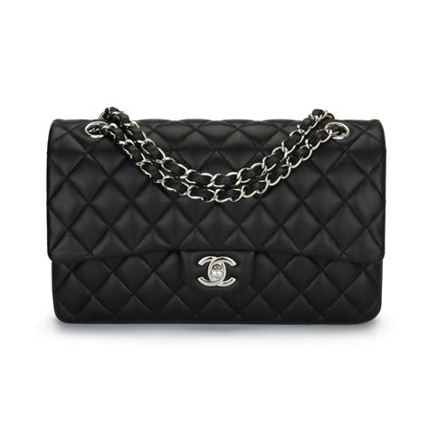 chanel classic flap medium lambskin silver hardware|Chanel classic flap black.